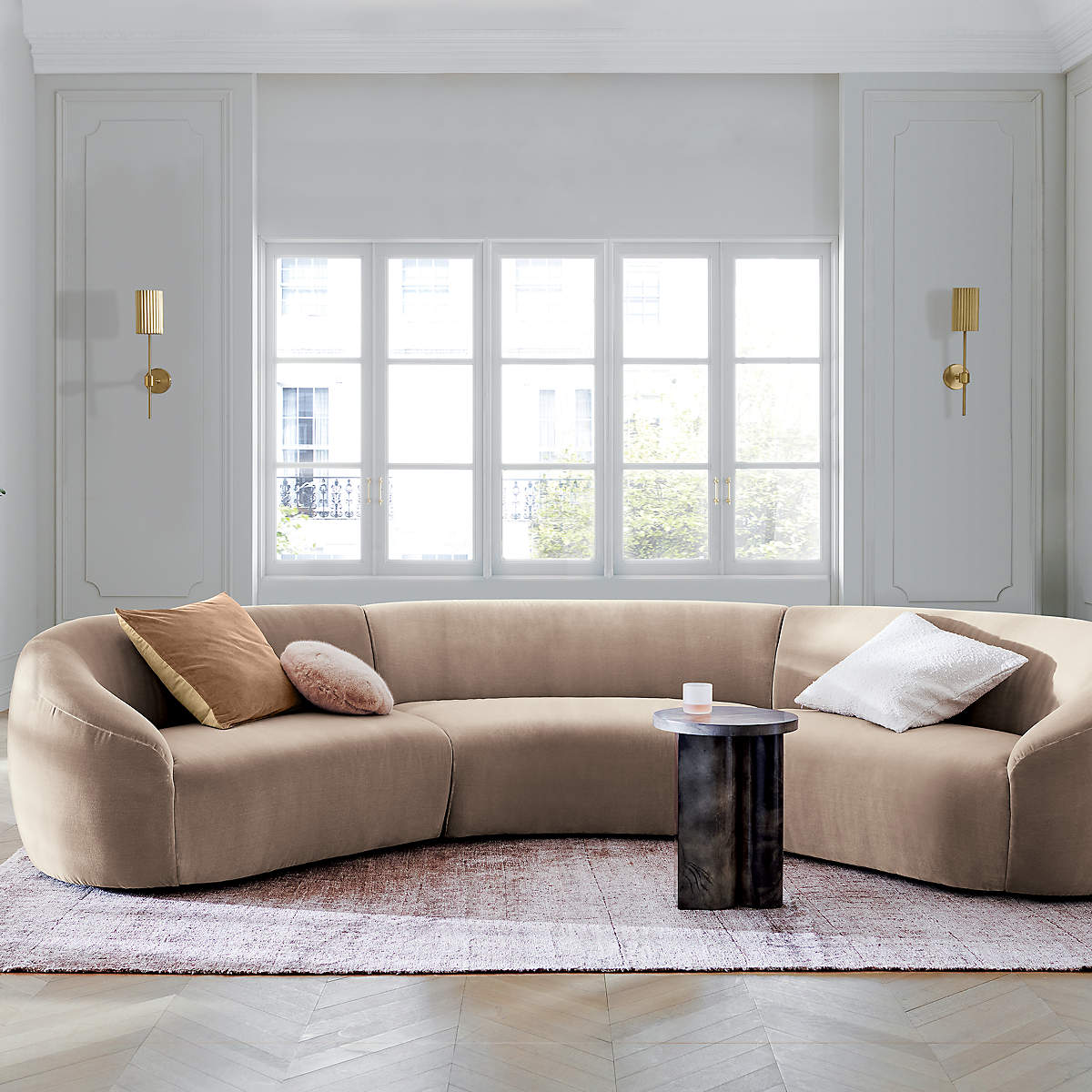 Harlee Light Brown Round Pillow Without Insert 16"x16" thumbnail 5