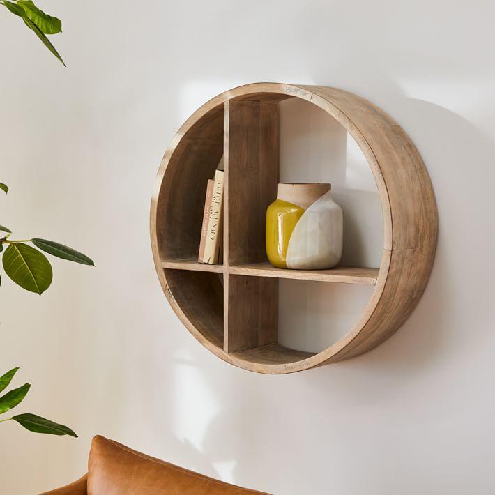 Round Shaped Wood Wall Shelves thumbnail 4