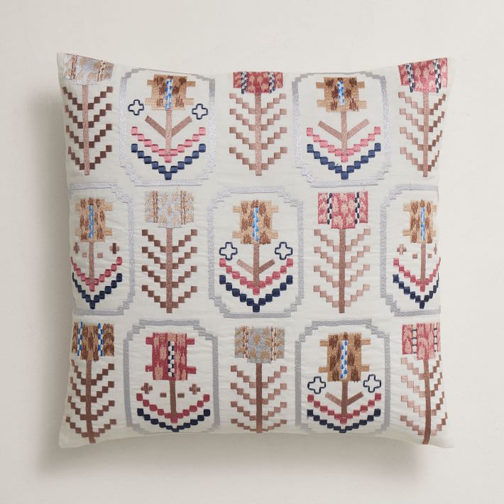 Embroidered Floral Fragment Pillow Cover No Insert-18''x18'' thumbnail 2