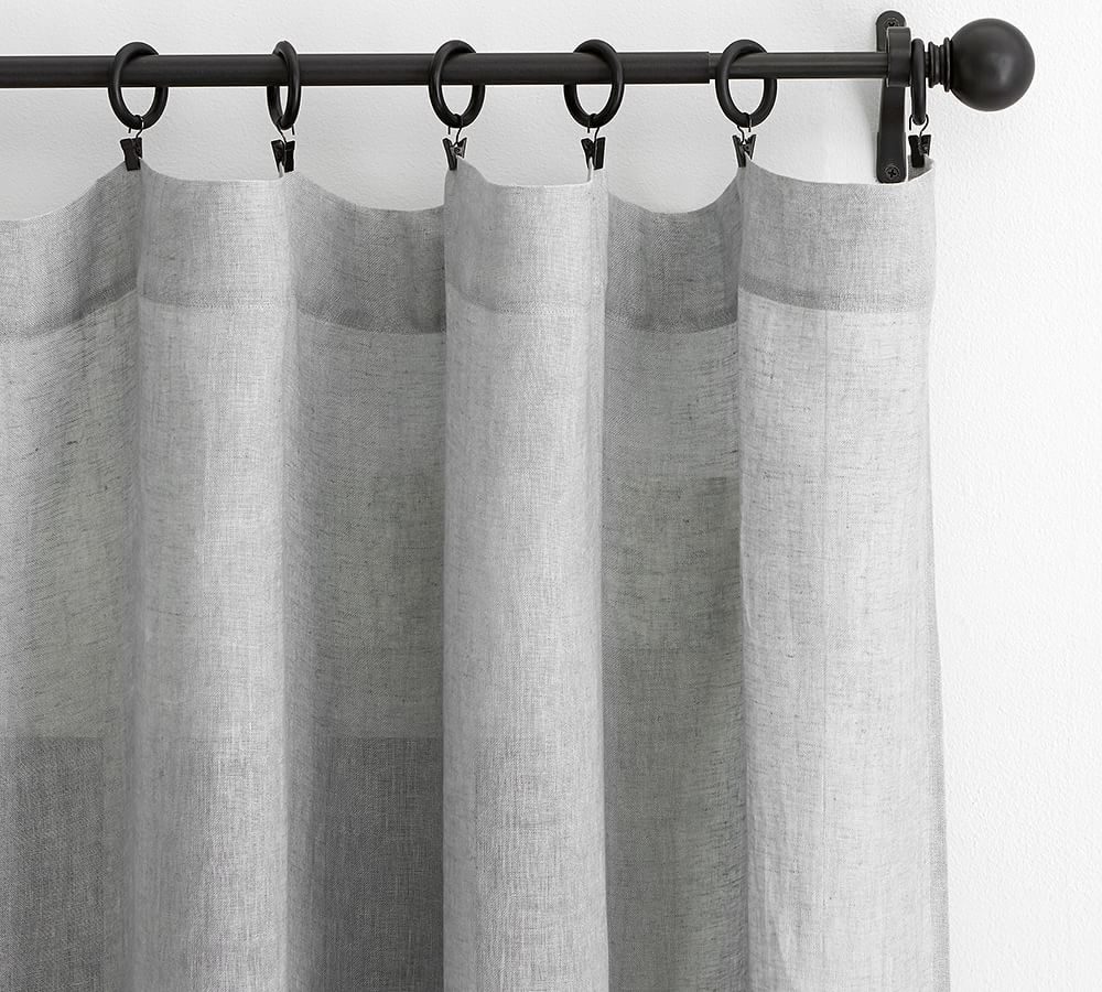 Belgian Flax Linen Rod Pocket Sheer Curtain 108" thumbnail 2