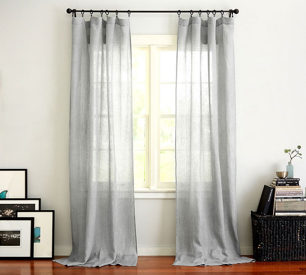 Belgian Flax Linen Rod Pocket Sheer Curtain 108" thumbnail 3