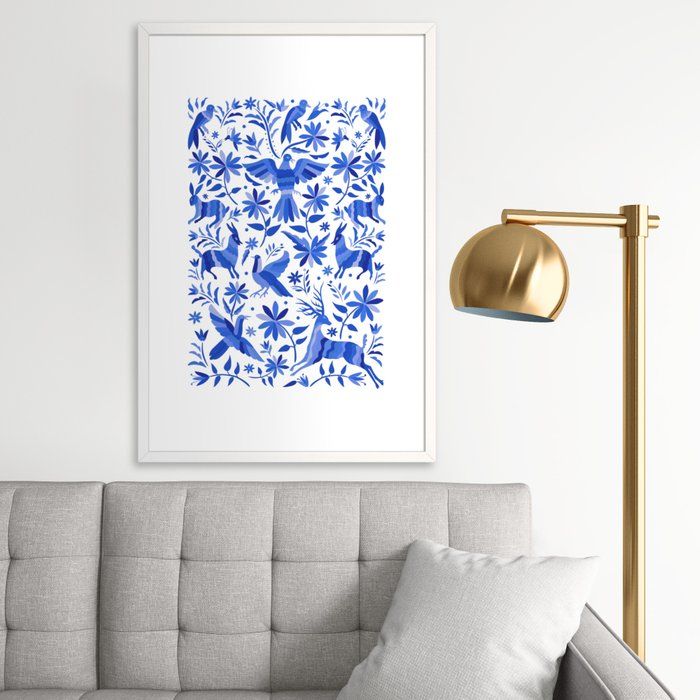 Mexican Otomí Design in Deep Blue Framed Art Print_24"X36" thumbnail 2