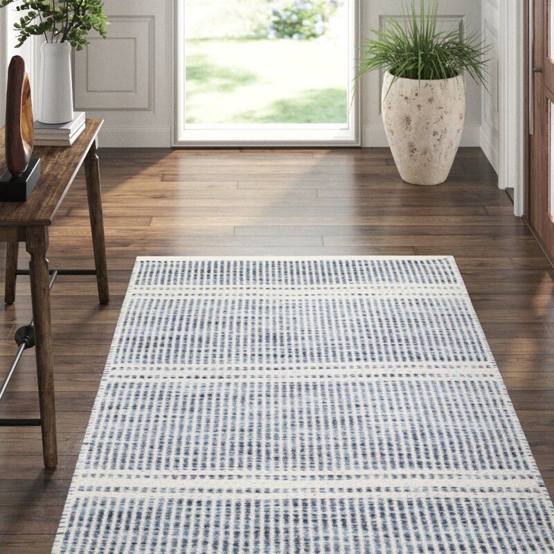 Malta Wool Striped Area Rug In Blue 10'x14' thumbnail 2