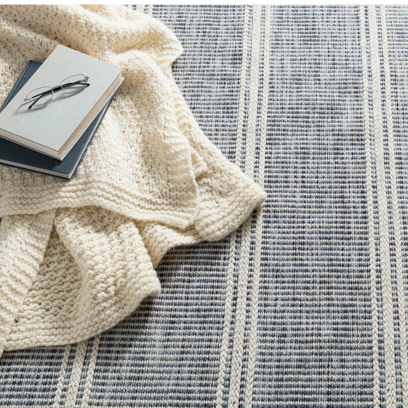 Malta Wool Striped Area Rug In Blue 10'x14' thumbnail 4