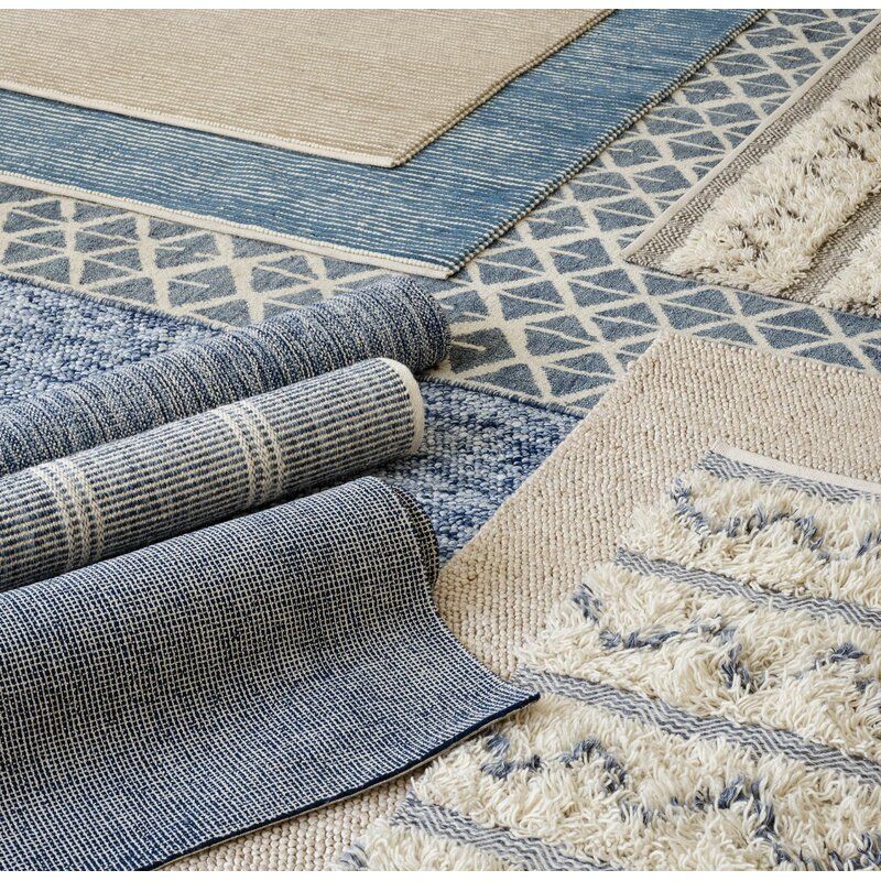 Malta Wool Striped Area Rug In Blue 10'x14' thumbnail 5