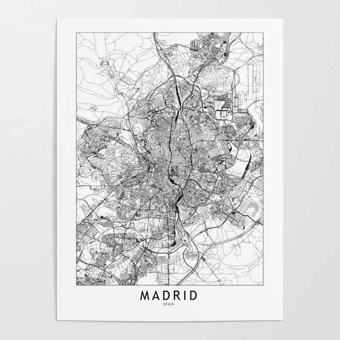 Madrid White Map Poster Unframed-18"x24" thumbnail 2