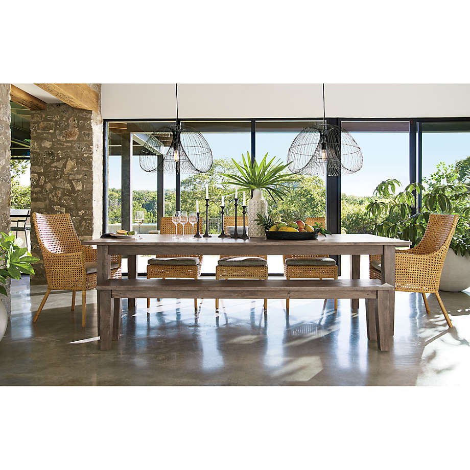 Basque Light Brown Solid Wood Dining Bench thumbnail 2