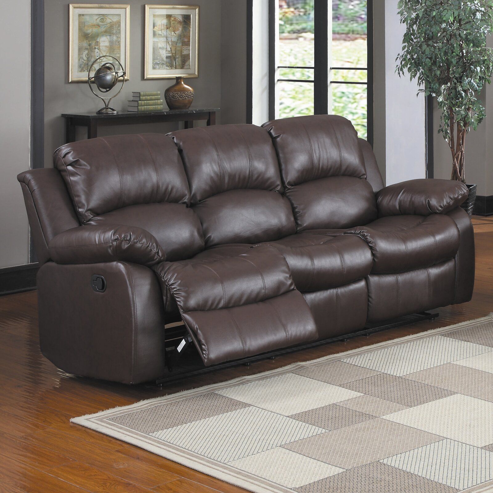 Mccubbin Faux Leather Pillow Top Arm Reclining Sofa thumbnail 2