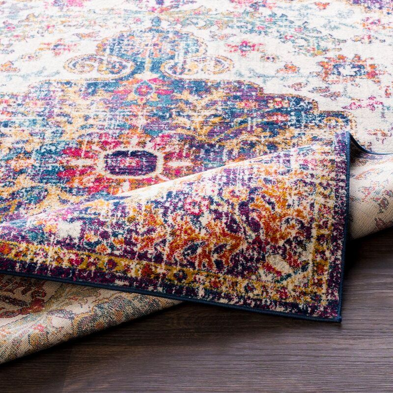 Hillsby Oriental Beige Saffron Garnet Dark Blue Area Rug-9'3"x12'6" thumbnail 5