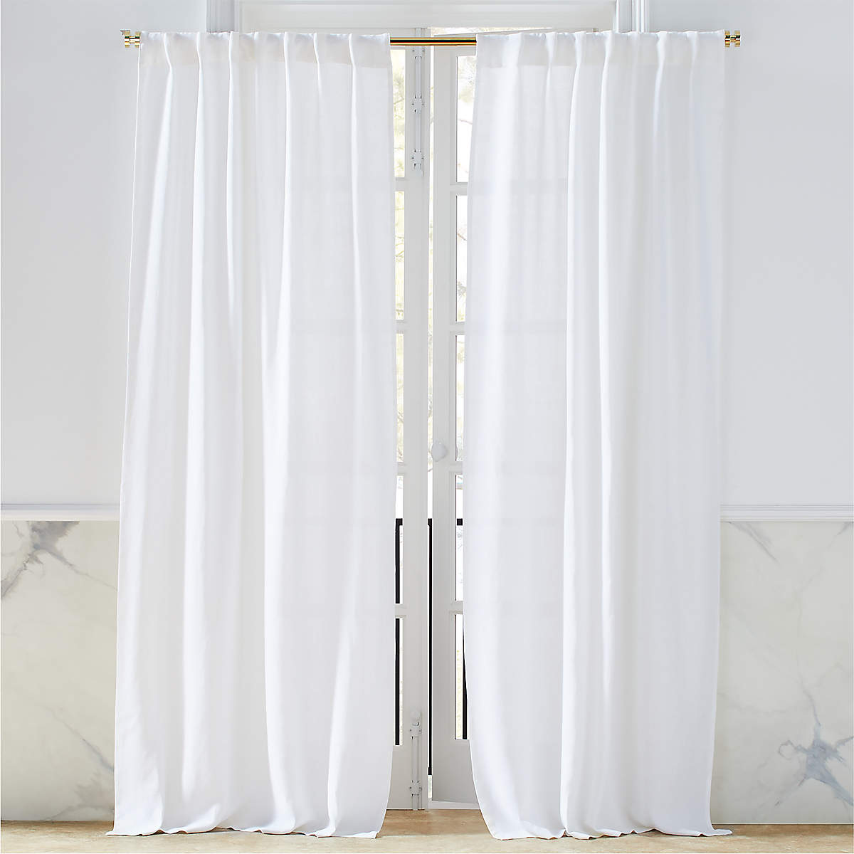 Heavyweight White Linen Curtain Panel-96" thumbnail 2