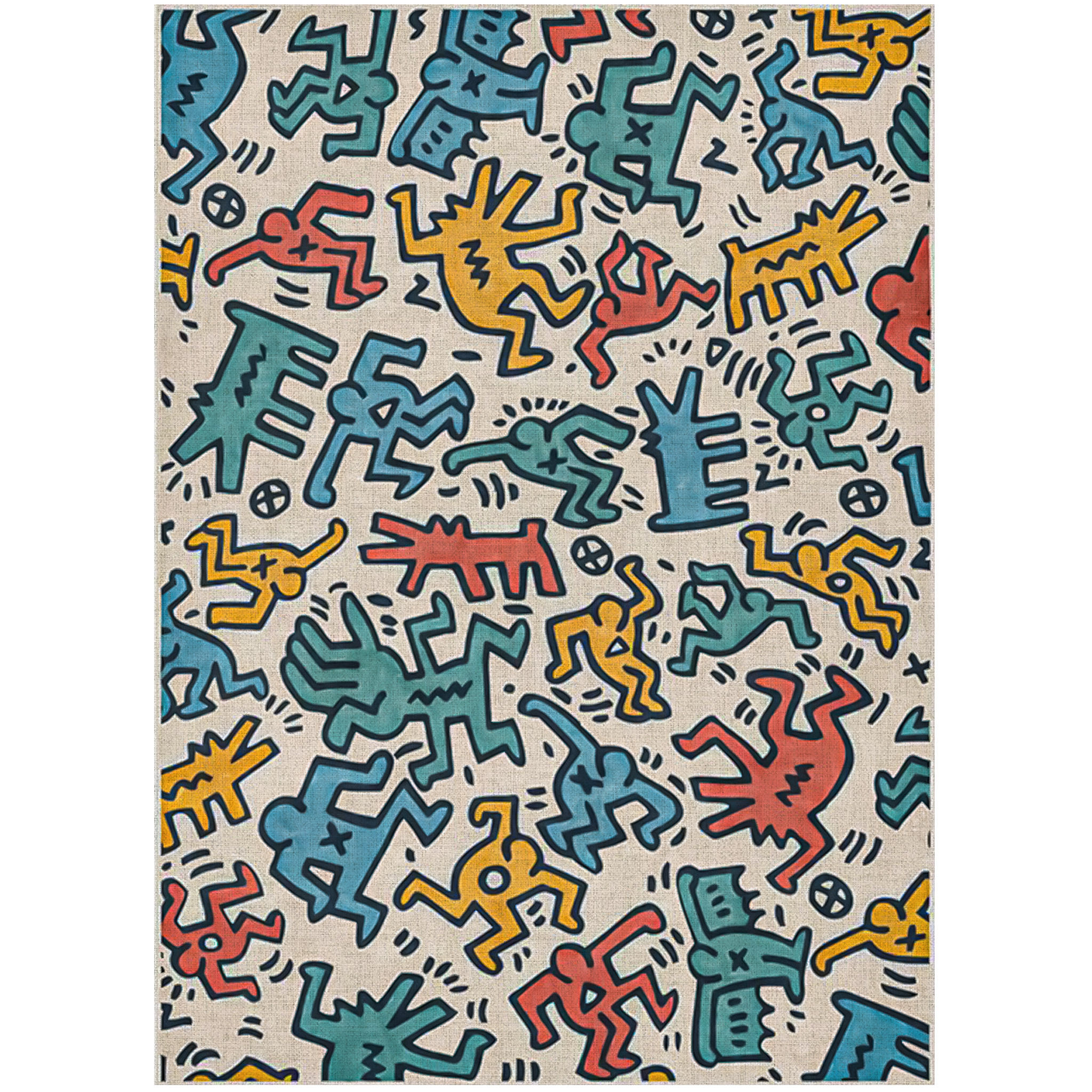 Keith Haring Block Party Black and Ivory-6'x9' thumbnail 4