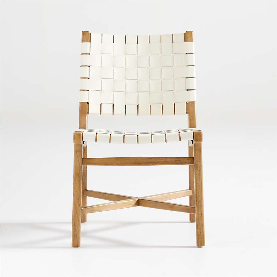 Taj White Woven Leather Dining Chair thumbnail 4