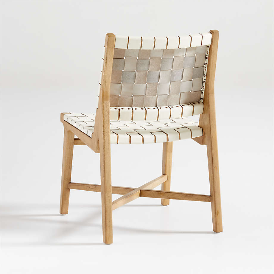 Taj White Woven Leather Dining Chair thumbnail 6