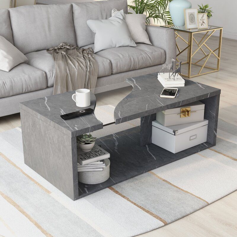 Dunaway Floor Shelf Coffee Table With Storage thumbnail 2