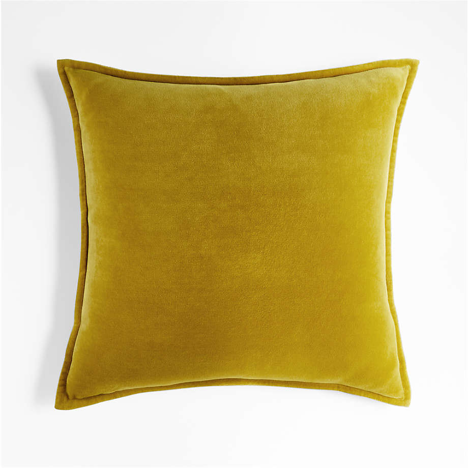 Ochre 20" Washed Cotton Velvet Pillow Cover with Down-Alternative With Insert 20"x20" thumbnail 2