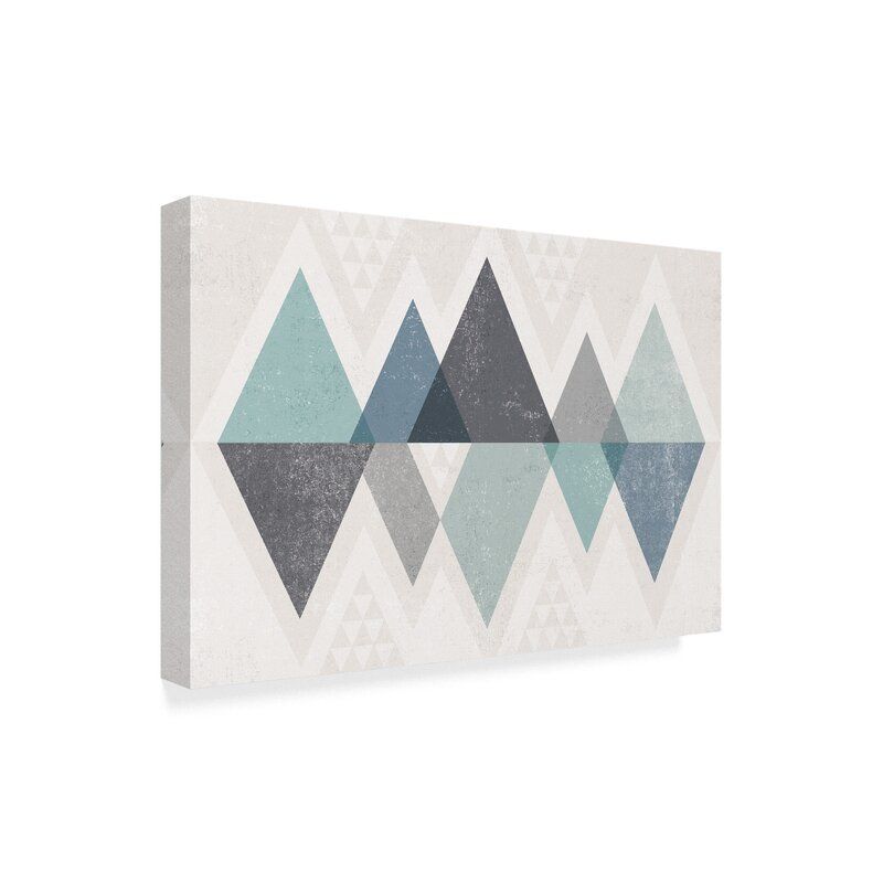 Veazey Mod Triangles II Blue Canvas Art Without Frame thumbnail 2