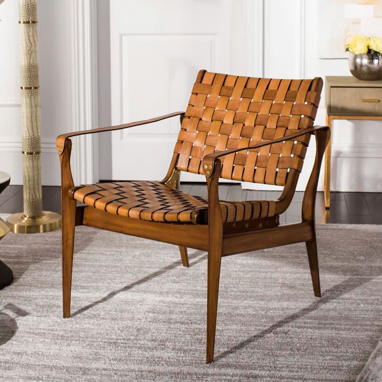 Soleil Solid Wood Genuine Leather Armchair thumbnail 2