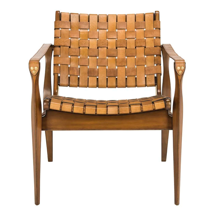 Soleil Solid Wood Genuine Leather Armchair thumbnail 3