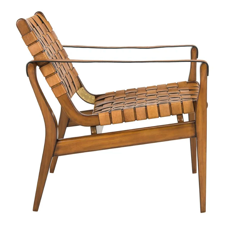 Soleil Solid Wood Genuine Leather Armchair thumbnail 4