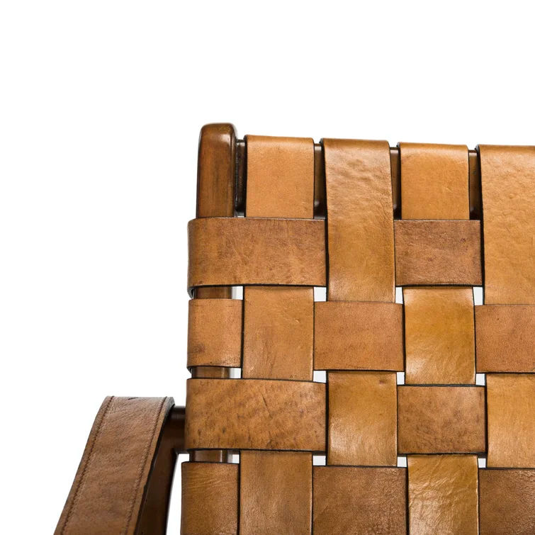 Soleil Solid Wood Genuine Leather Armchair thumbnail 7