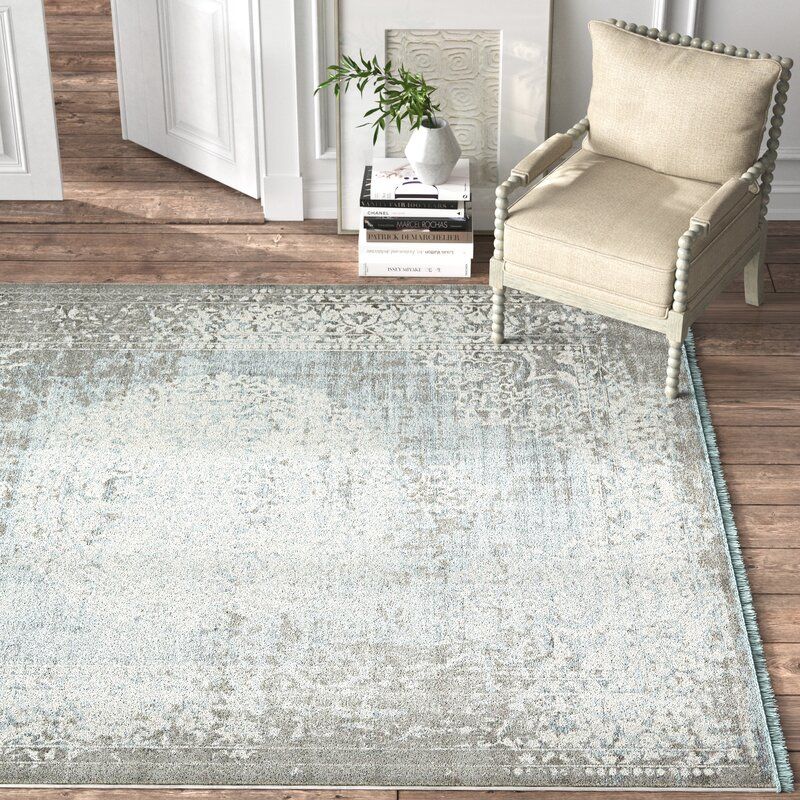 Coeur GrayLight BlueIvory Area Rug-8'x10' thumbnail 2
