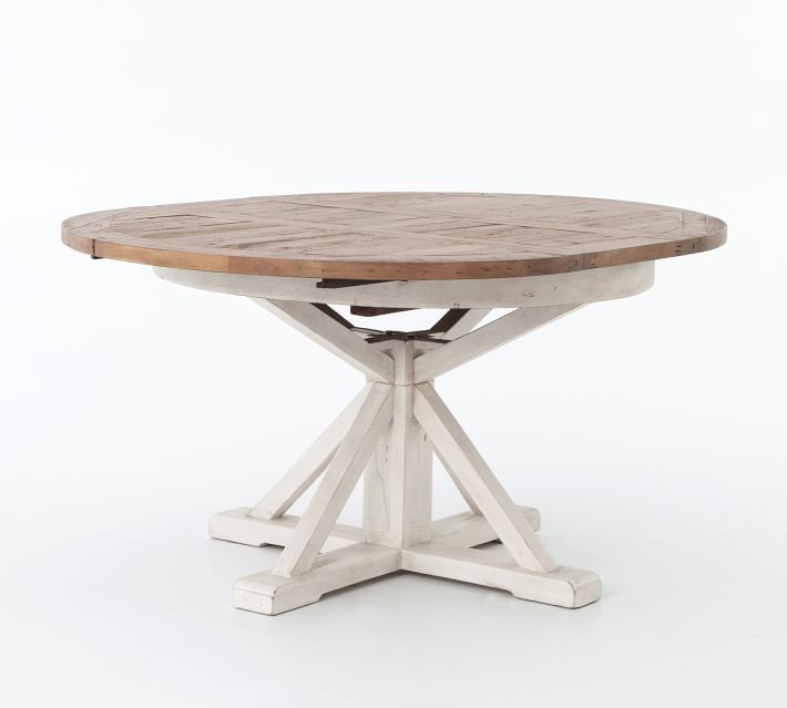 Hart Round Reclaimed Wood Pedestal Extending Dining Table thumbnail 3