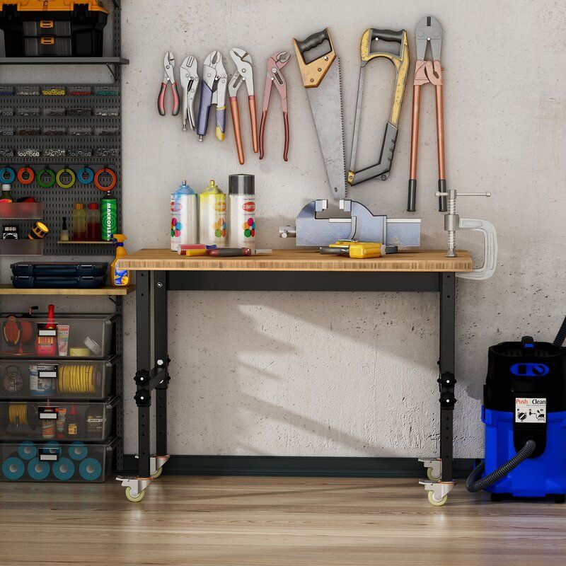 Hopp Adjustable Height Wood Top Workbench thumbnail 2