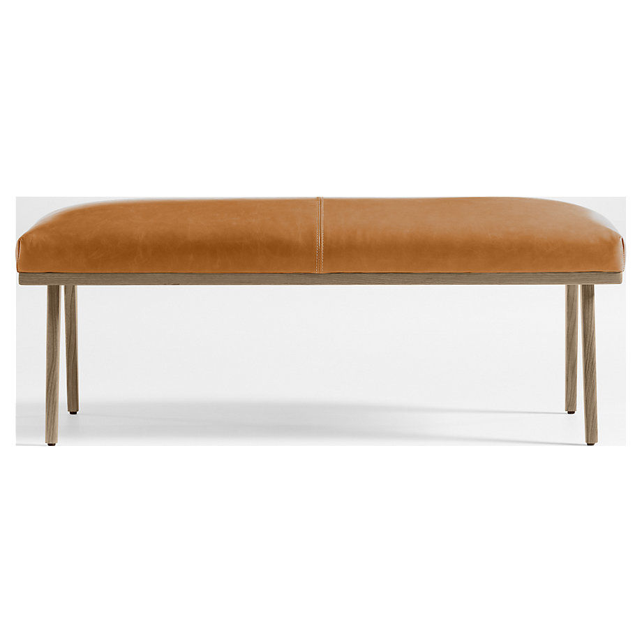 Cavett Ash Wood Leather Bench thumbnail 4