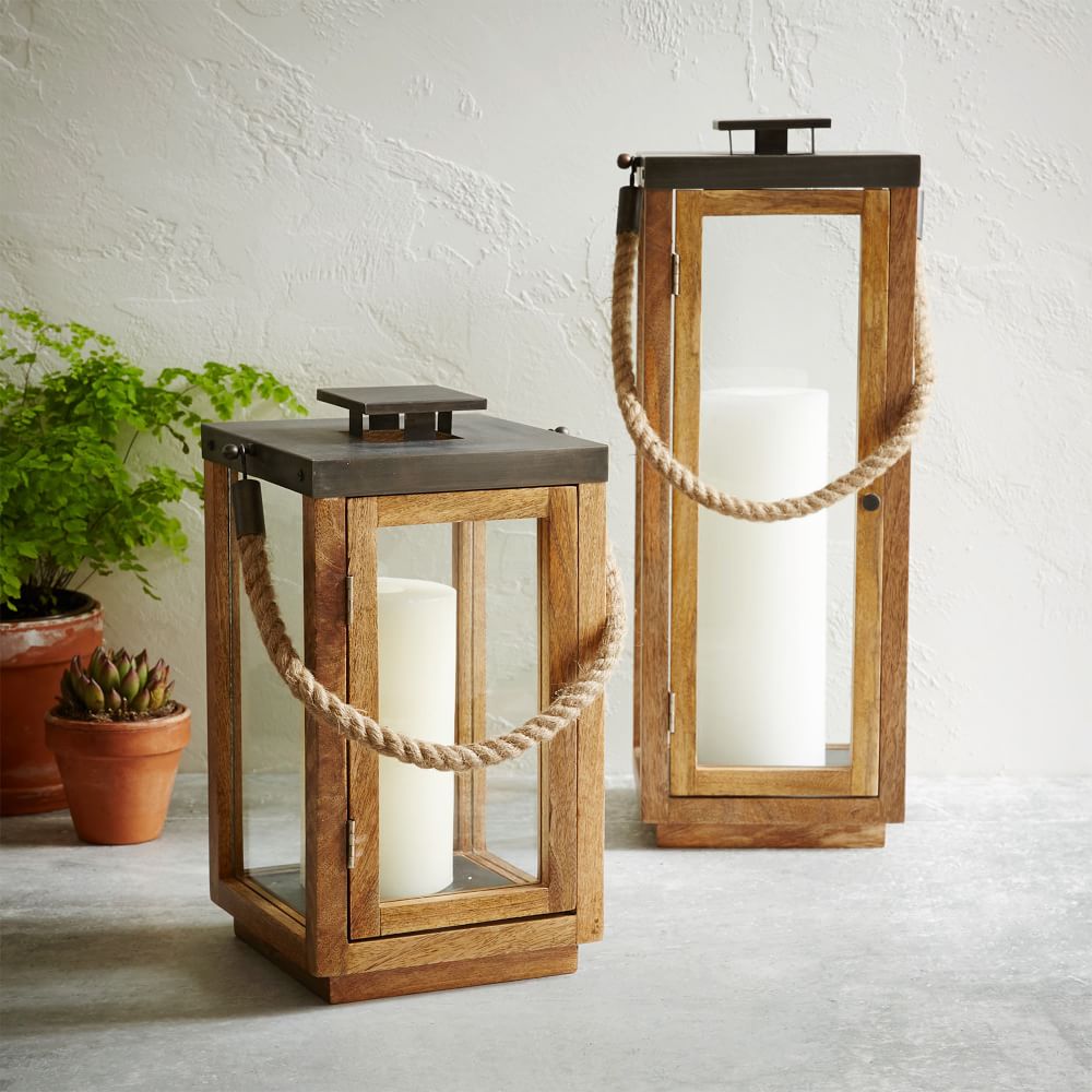 Wood and Rope Lanterns Natural Short-15" thumbnail 3