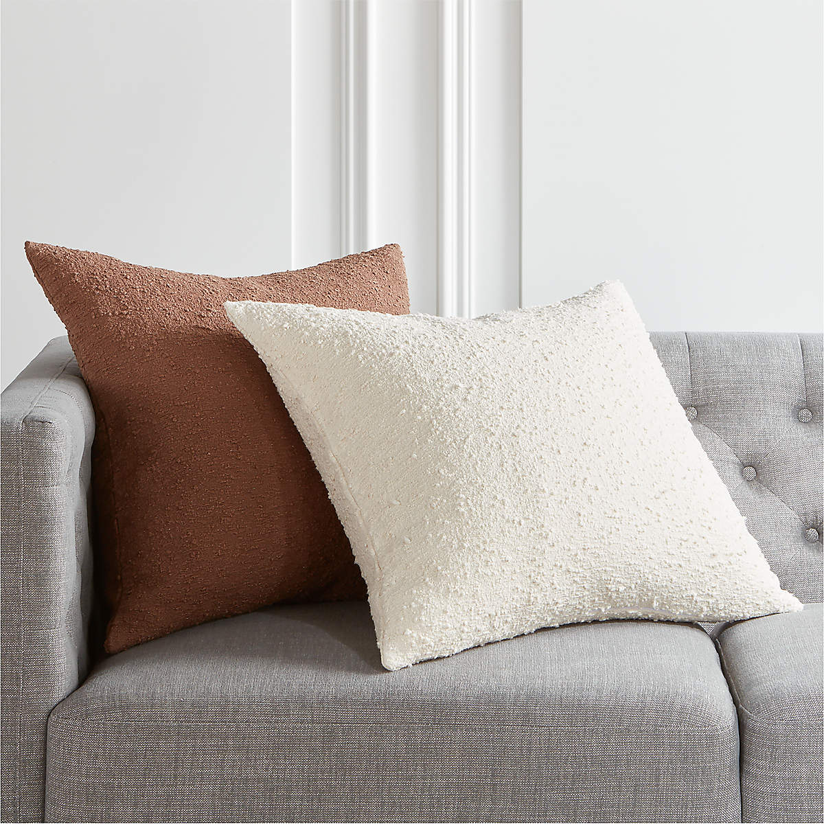 Boucle Mocha Throw Pillow With Insert-23"x23" thumbnail 2