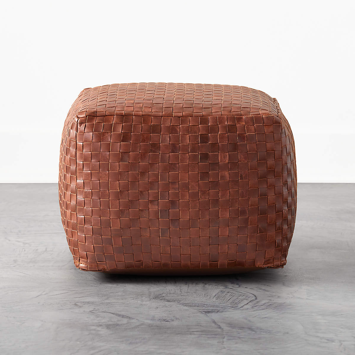 Woven Leather Pouf thumbnail 3
