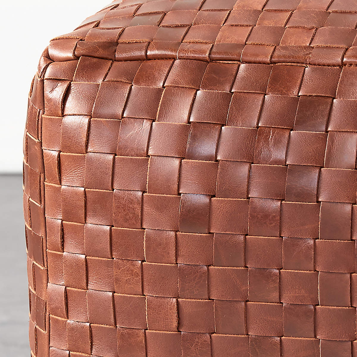 Woven Leather Pouf thumbnail 5