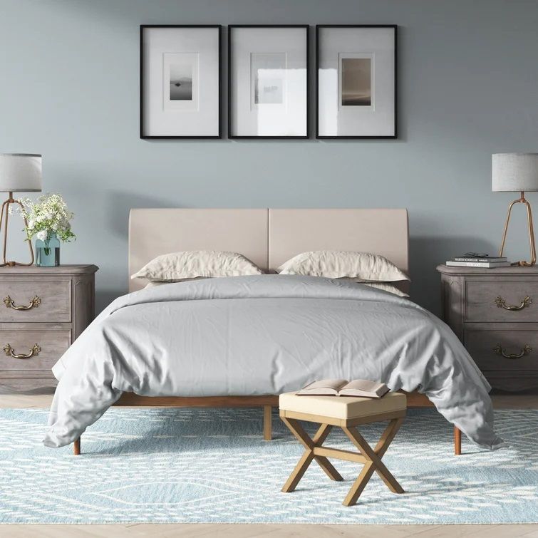 Mcrae Solid Wood And Upholstered Low Profile Platform Bed-Full thumbnail 2