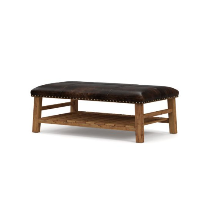 Caden Rectangular Leather Ottoman thumbnail 2