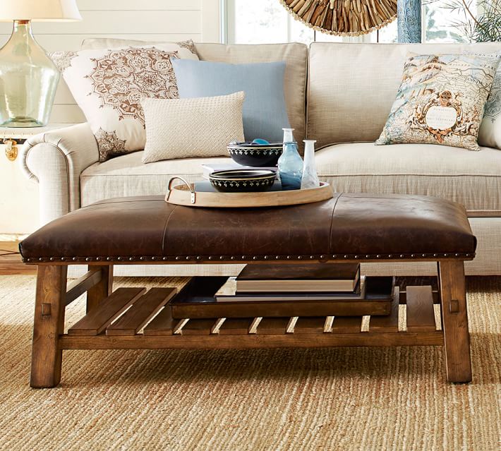 Caden Rectangular Leather Ottoman thumbnail 4