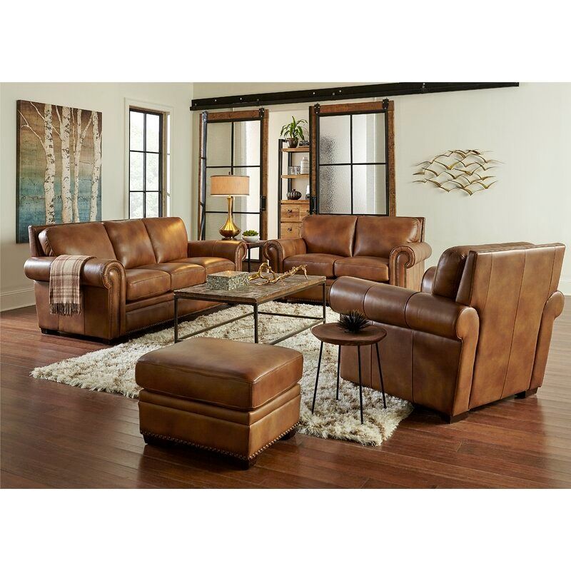 Iwan Genuine Leather Rolled Arm Loveseat thumbnail 2
