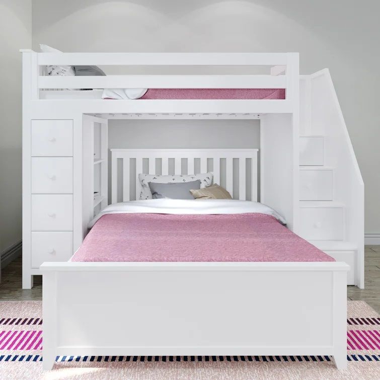 Tyree 8 Drawer Solid Wood L Shaped Bunk Beds-Full thumbnail 2