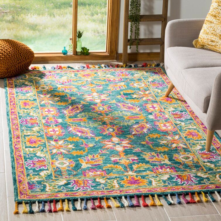 Vahakn Floral Handmade Tufted Wool Area Rug-9'x12' thumbnail 3