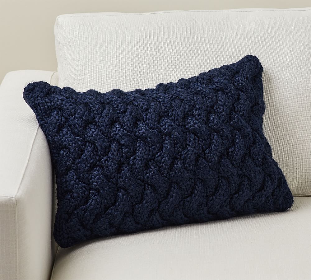 Camelia Chunky Knit Lumbar Pillow Cover No Insert-20"x14" thumbnail 2