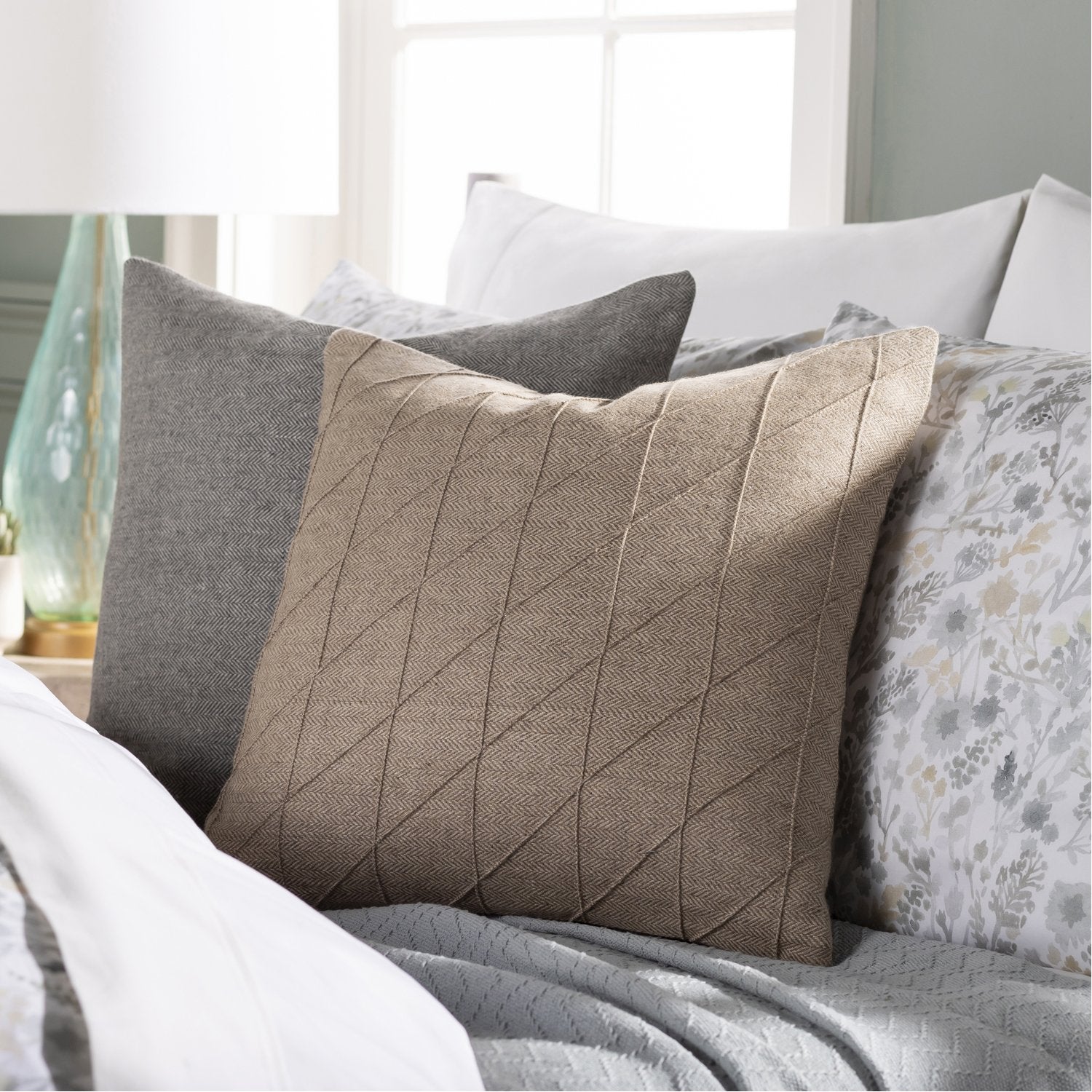 Brenley Woven Pillow in Camel with insert-18"x18" thumbnail 3