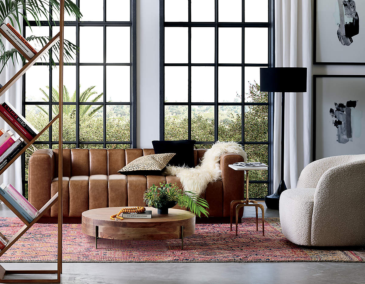 Forte Channeled Saddle Leather Sofa thumbnail 2