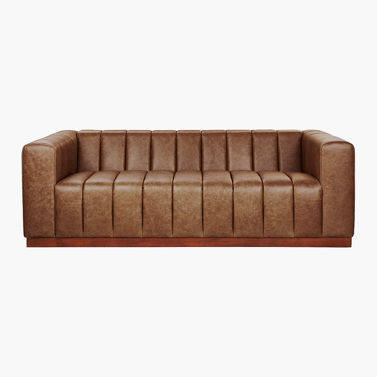 Forte Channeled Saddle Leather Sofa thumbnail 3