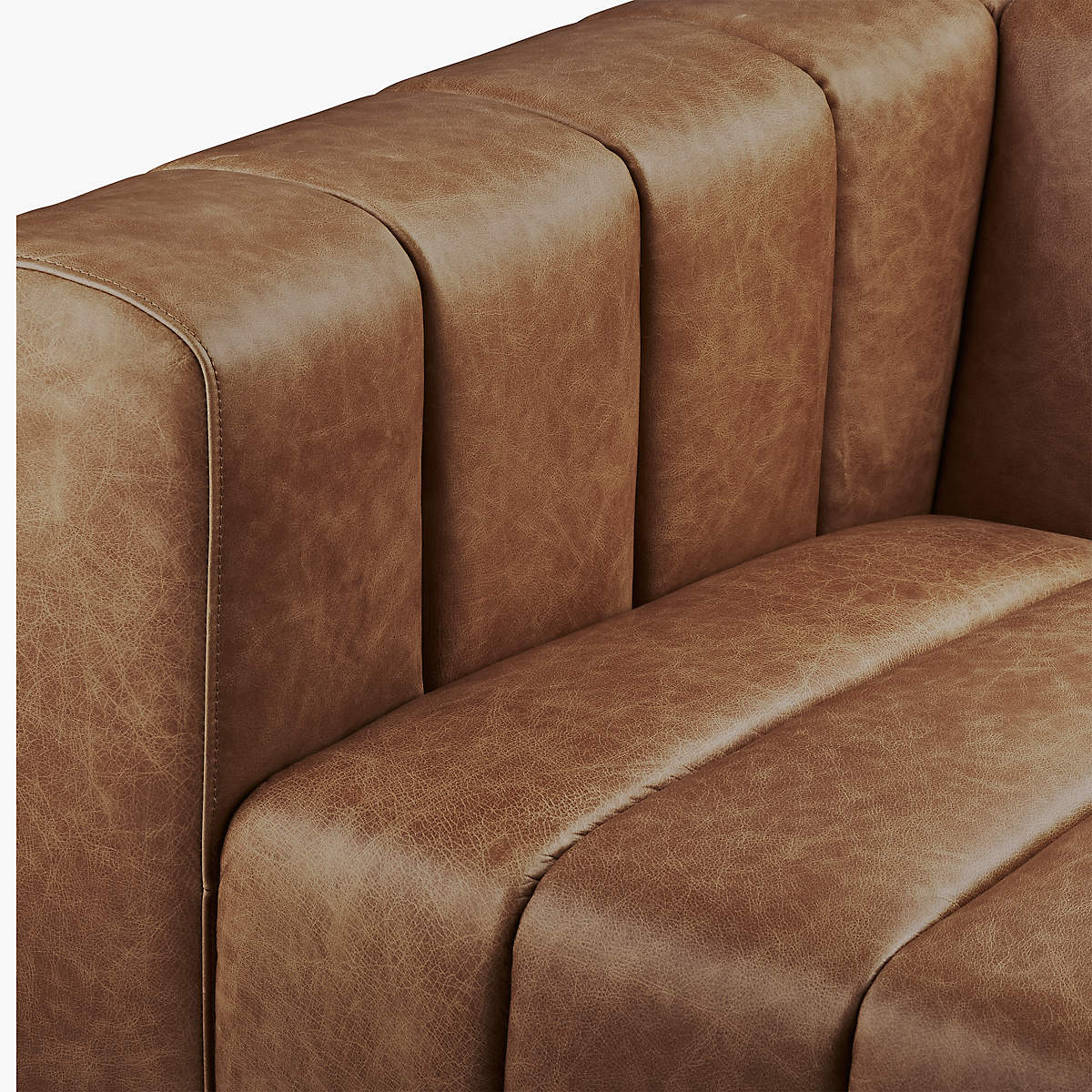 Forte Channeled Saddle Leather Sofa thumbnail 5