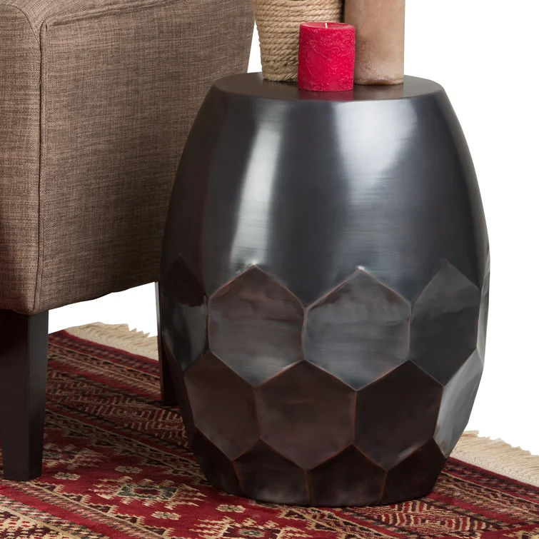 Midsomer Tall Iron Drum End Table thumbnail 2