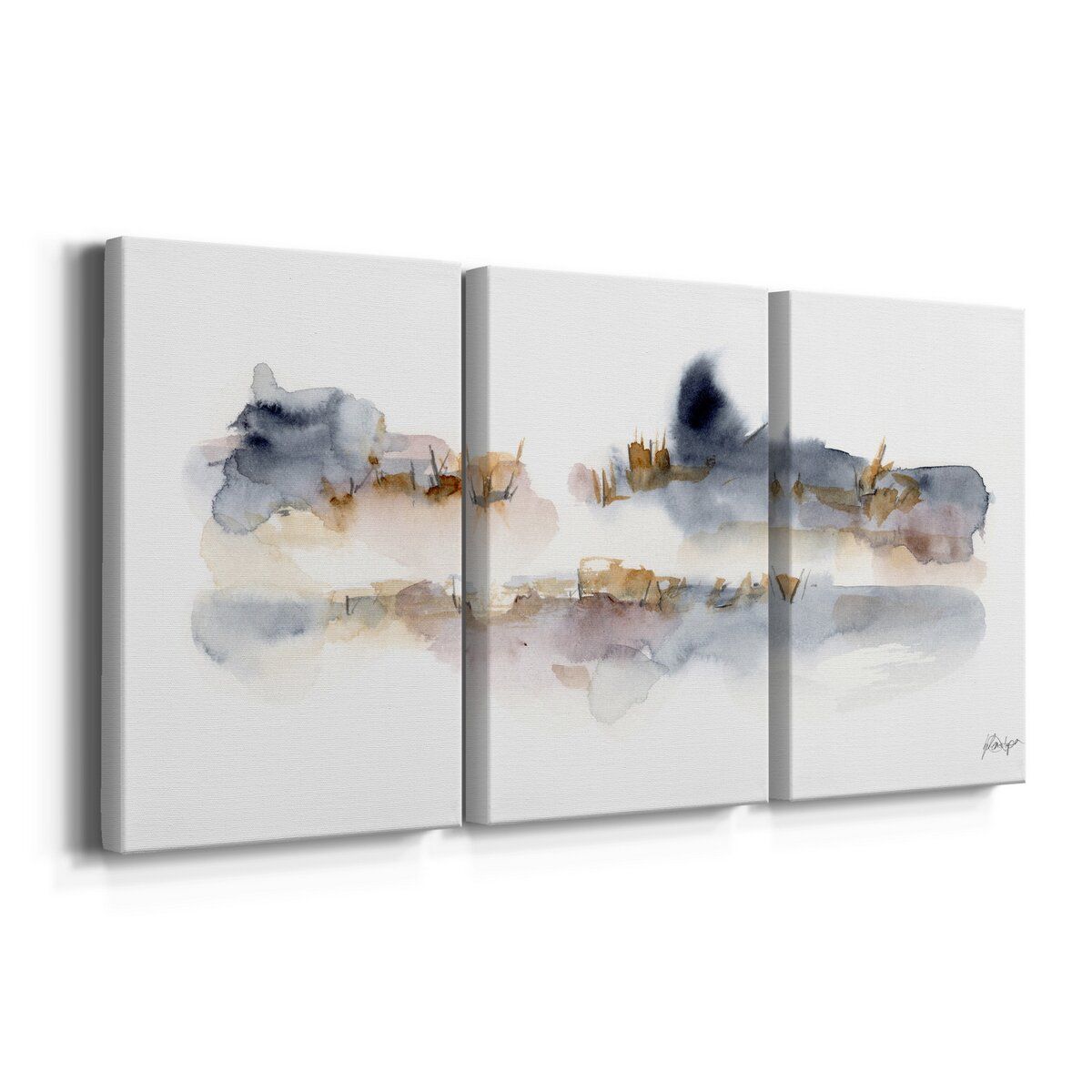 Reeds and Cattails-3 Piece Wrapped Canvas Painting thumbnail 2