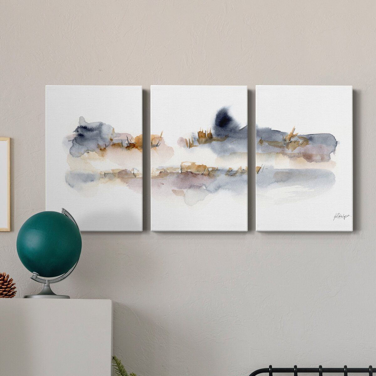 Reeds and Cattails-3 Piece Wrapped Canvas Painting thumbnail 3