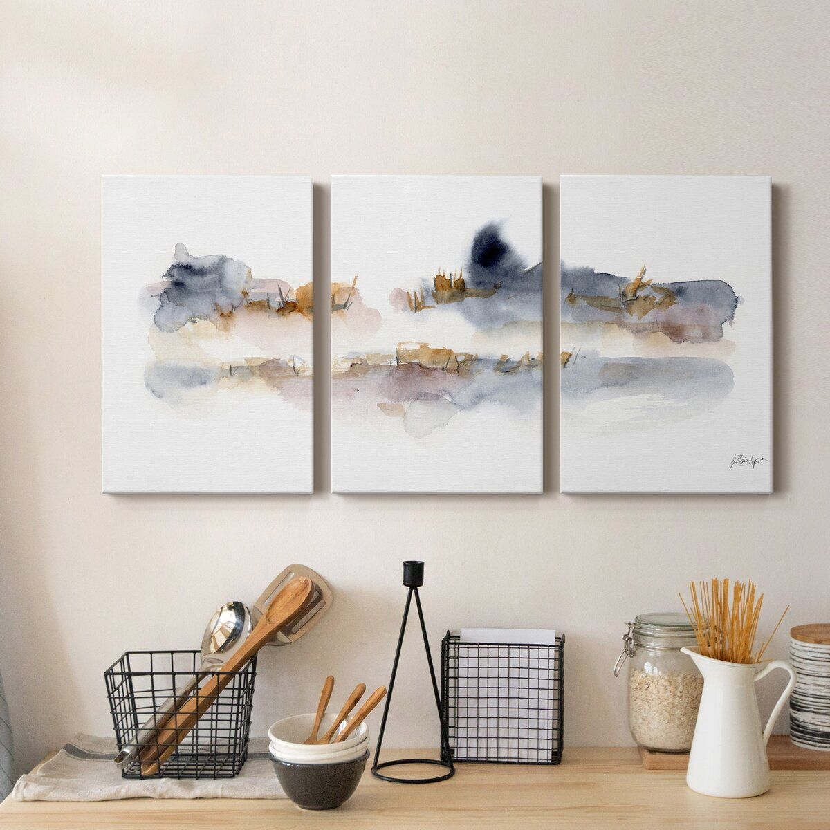 Reeds and Cattails-3 Piece Wrapped Canvas Painting thumbnail 5