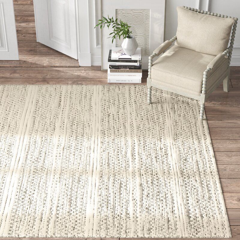 Sylvie Chevron Handmade Cream Black Area Rug-8'x10' thumbnail 2
