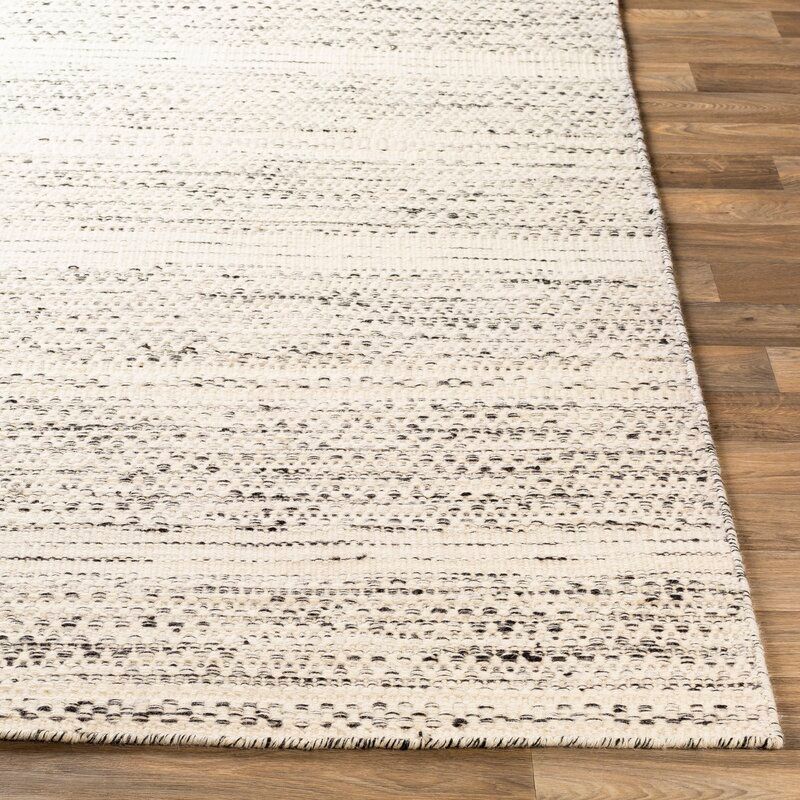 Sylvie Chevron Handmade Cream Black Area Rug-8'x10' thumbnail 3