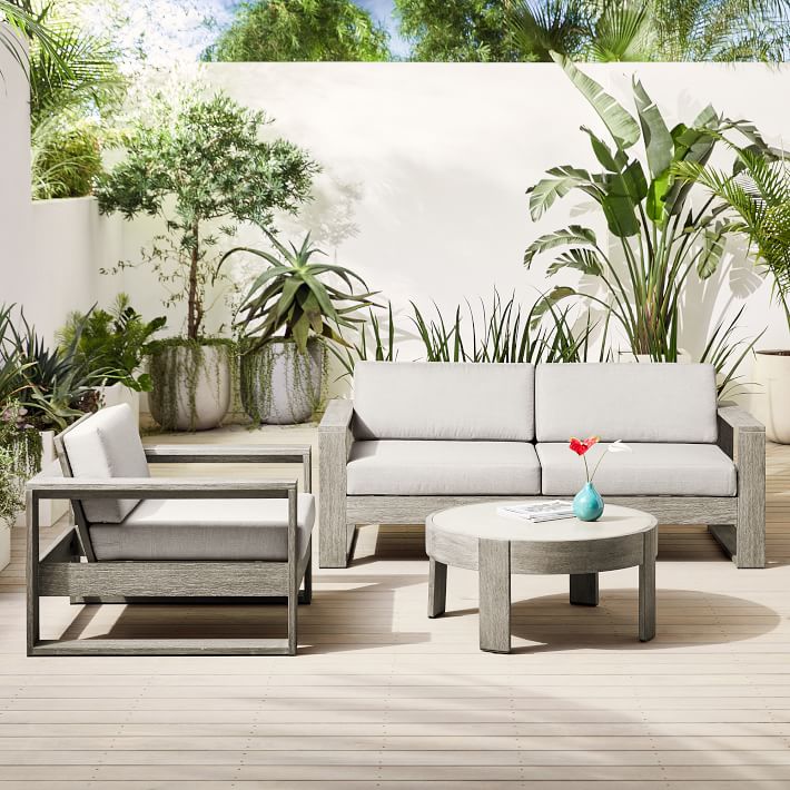 Portside Outdoor Round Concrete Coffee Table thumbnail 2